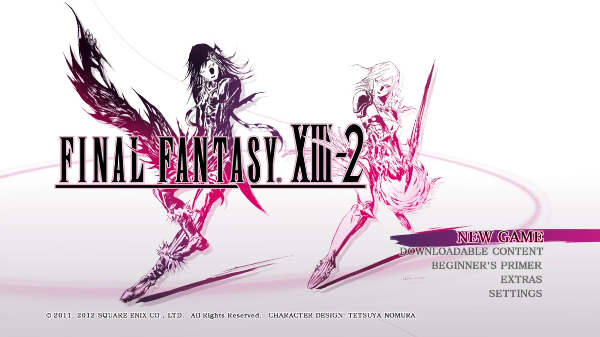 Final Fantasy XIII-2 title screen for Xbox 360